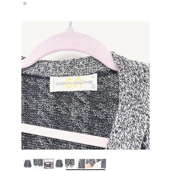 Men's Gabriel D'Authie Blue and White Houndstooth Cardigan Sweater Size 3 - Picture 3 of 9